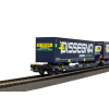 Wagon towarowy podwójna platforma T3000e z ładunkiem, Wascosa Piko 24600 HO 1:87